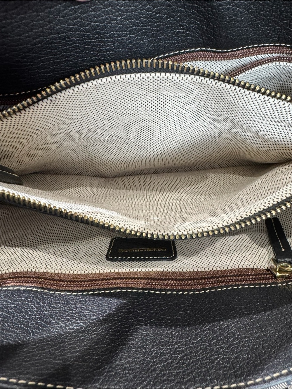 Dooney & Bourke Gray & Black Monogram Canvas Black Leather Trim Shoulder Bag - Picture 9 of 13